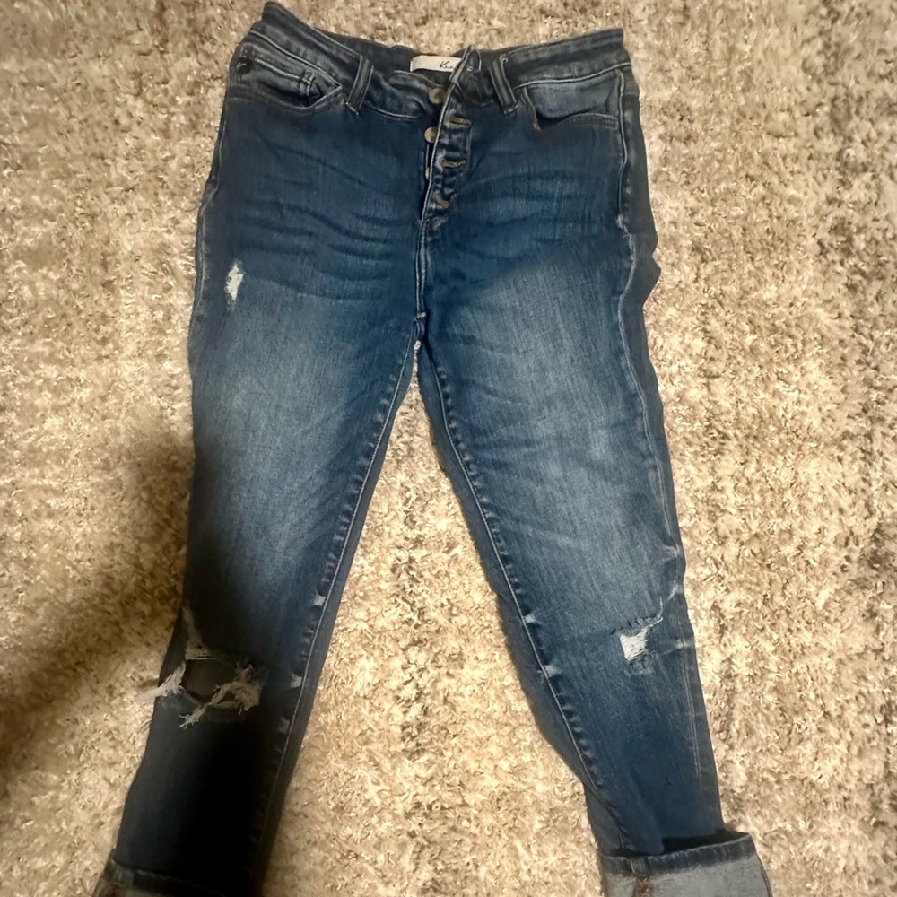 KanCan Dark Blue Distressed Boyfriend Jeans